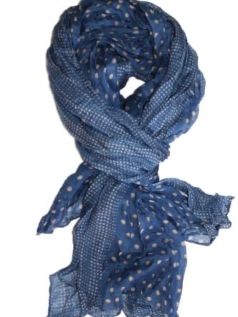 Women's polka dot scarf, dark blue and white